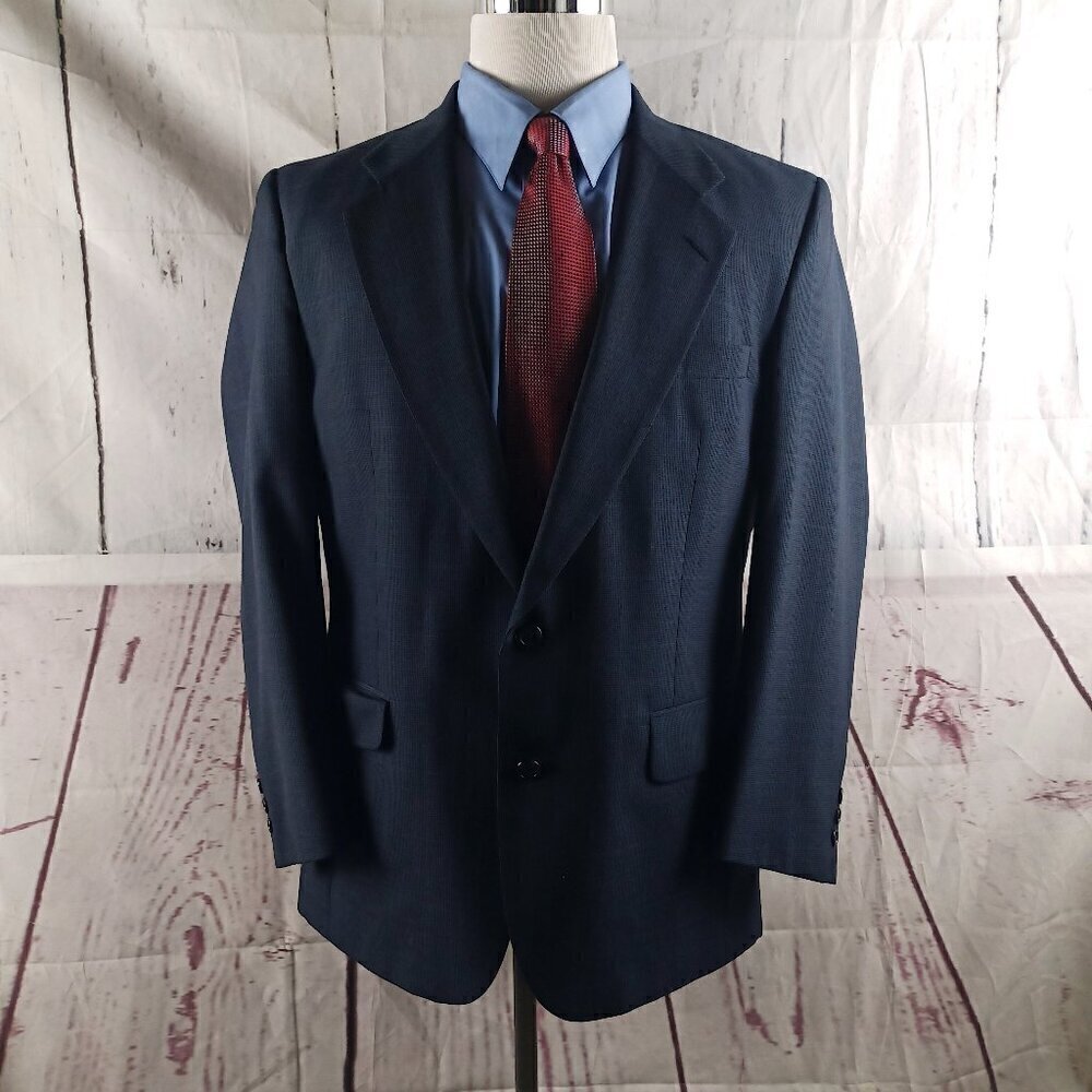 Burberrys' Prorsum Boyd's 42R Wool 2 Button Blue Glen Plaid Suit Blazer